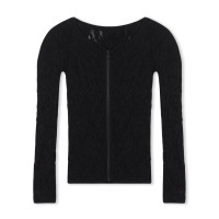 【ノーソーイングニット】バレリーナネックジップトップ(ブラック-M)