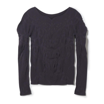 【ノーソーイングニット】クリスタルバレリーナネックニット(チャコルグレー-M)