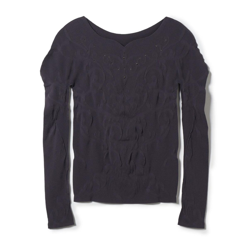 【ノーソーイングニット】クリスタルバレリーナネックニット(チャコルグレー-M)