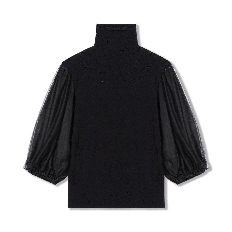 ノーソーイングニット】チュールスリーブハイネックトップ 商品ページ