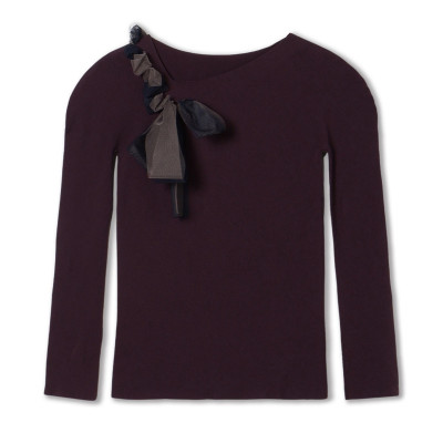 【ノーソーイングニット】チュールリボンニットトップ