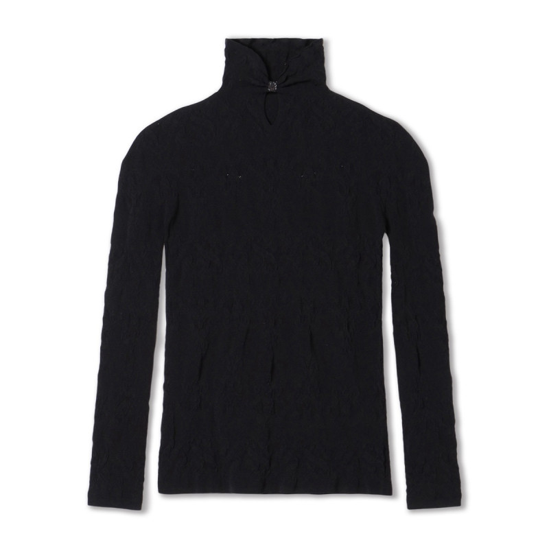 【ノーソーイングニット】ホールハイネックニットトップ