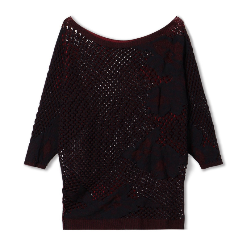 【ノーソーイングニット】リバーシブルルーズフィットトップ(ブラック-M)