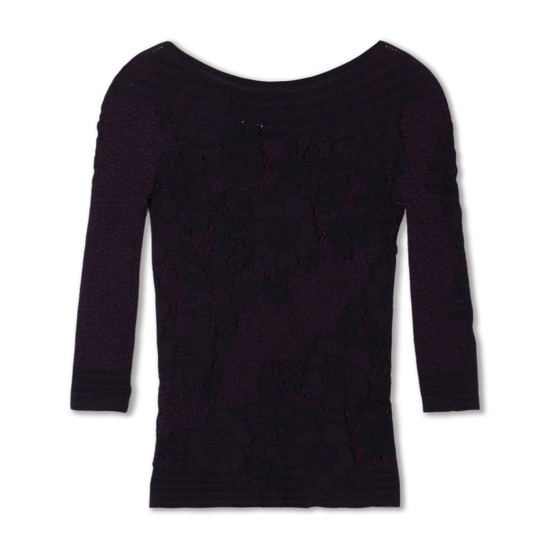 【ノーソーイングニット】リバーシブルボートネックトップ(ブラック-M)