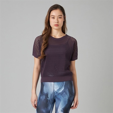 【ノーソイングニット】メッシュニット半袖プルオーバー