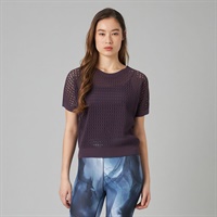 【ノーソイングニット】メッシュニット半袖プルオーバー(ブラックベリー-M)