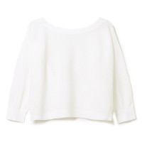 【ノーソーイングニット】7分袖メッシュニットTシャツ(ホワイト-M)