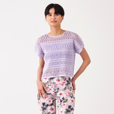 ★レース調ニットＴシャツ
