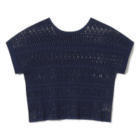 ★レース調ニットＴシャツ(ネイビー-M)