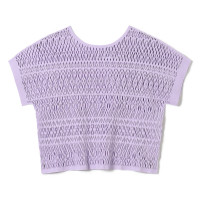 ★レース調ニットＴシャツ(ライラック-M)
