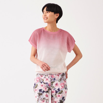 ★グラデーションメッシュニットＴシャツ
