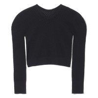 【ノーソーイングニット】クロップドメッシュニット(ブラック-M)