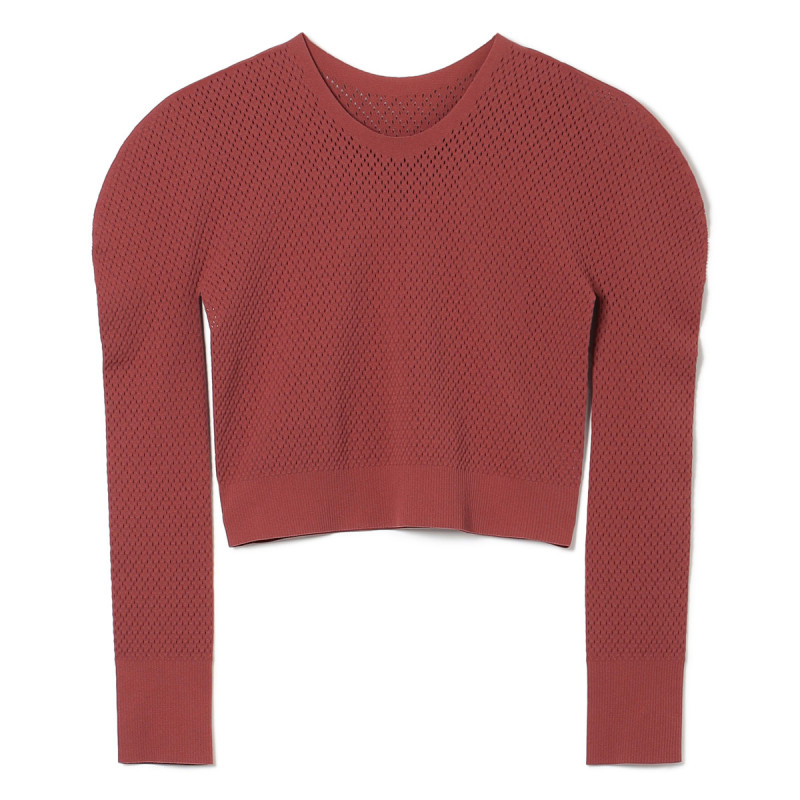 【ノーソーイングニット】クロップドメッシュニット(アンティックローズ-M)