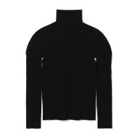 ★リブハイネックニットトップ(ブラック-M)