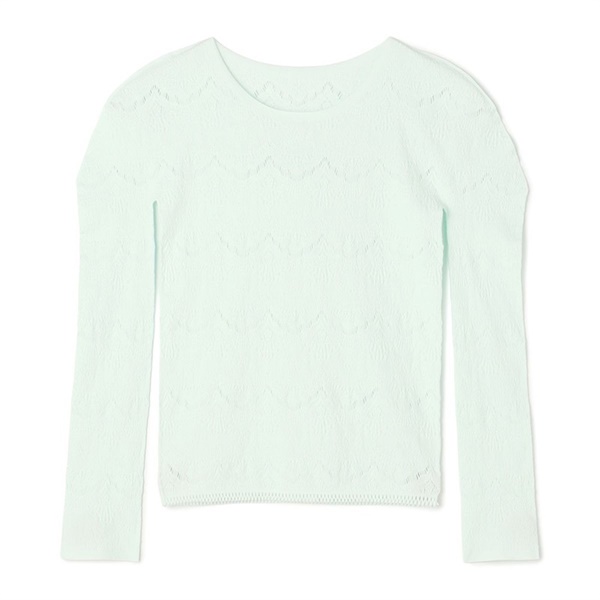 ノーソーイングクルーネックトップ(アクアグリーン-M)