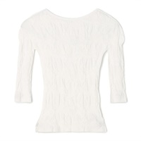 シアーレースボートネックトップ(ホワイト-M)