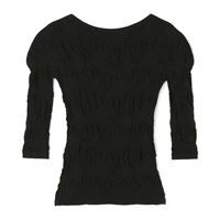 シアーレースボートネックトップ(ブラック-M)