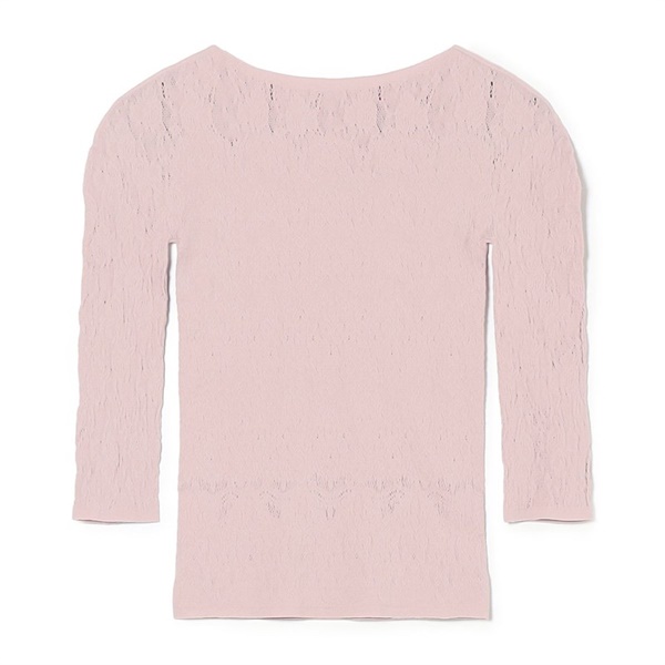 レーシーフラワーニットトップ(グレージュ-M)