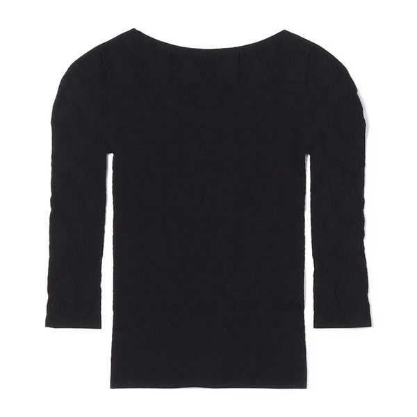 レーシーフラワーニットトップ(ブラック-M)