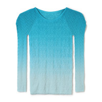 ★グラデーションクルーネックトップ(エメラルドグリーン-M)