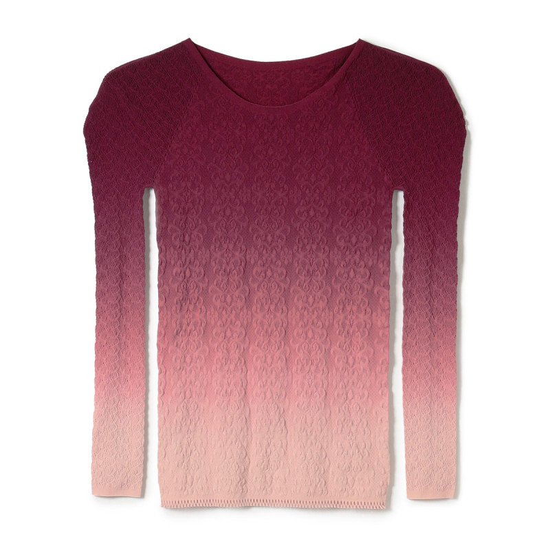 ★グラデーションクルーネックトップ(ワインレッド-M)