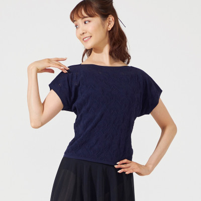 ★ボートネックコンパクトニットＴシャツ