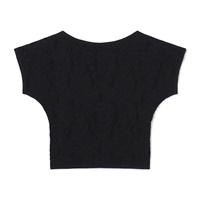 【ノーソーイングニット】ボートネックコンパクトニットTシャツ(ブラック-M)