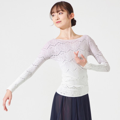 【ノーソーイングニット】箔プリントグラデーショントップ