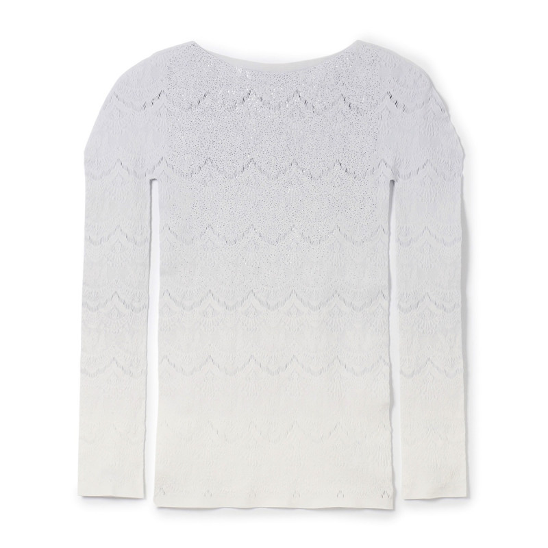 【ノーソーイングニット】箔プリントグラデーショントップ(パールグレー-M)