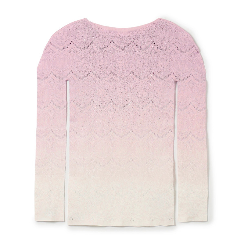 【ノーソーイングニット】箔プリントグラデーショントップ(グレイッシュローズ-M)