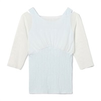 【ノーソーイングニット】カップ付レイヤードニットトップ(ベビーブルー-M)