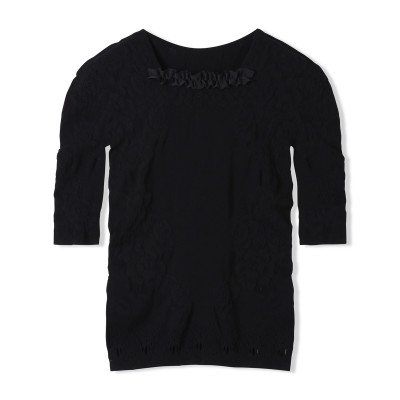 ル*バ様 【Chacott】【ノーソーイング】バックレースアップニット黒 6分袖 ☆バックレースアップニットトップ 商品ページ | チャコットオンライン