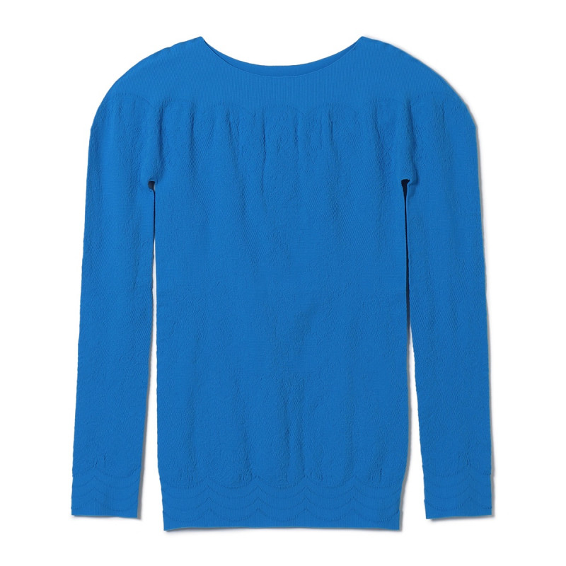 ★ボートネック長袖ニットトップ(スカイブルー-M)