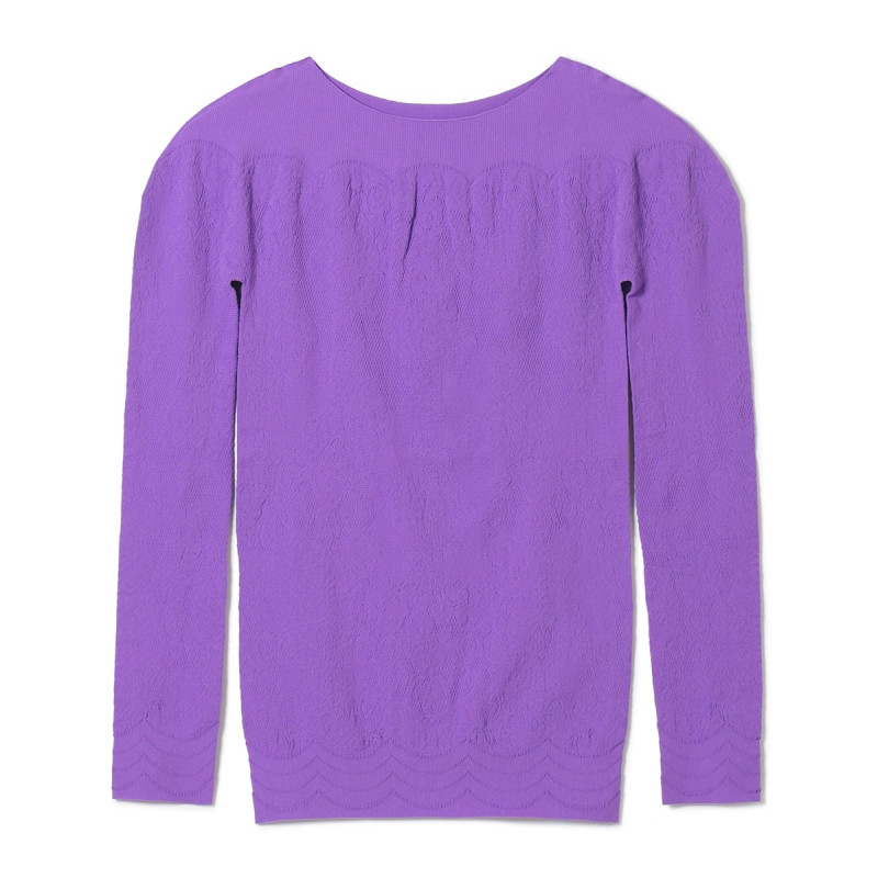 ★ボートネック長袖ニットトップ(モーブ-M)