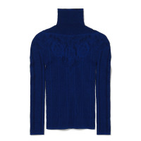 ★バックレースアップハイネックトップ(ブルー-M)