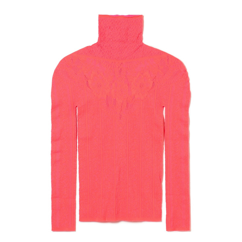 ★バックレースアップハイネックトップ(コーラル-M)