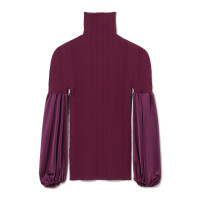 ★ドレープスリーブハイネックトップ(プラム-M)