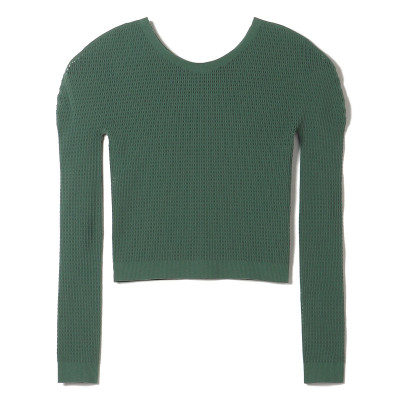 チャコット　七分袖ニットショートトップ ノーソーイングニット】メッシュニットショートトップ 商品ページ