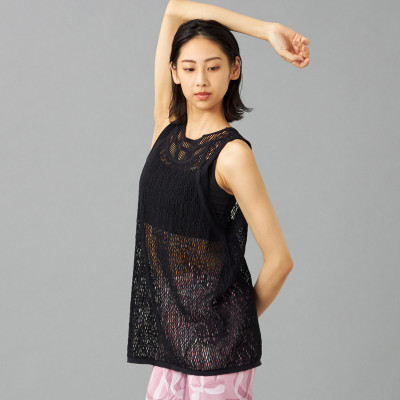 【ノーソーイングニット】ランダムメッシュニットタンクトップ