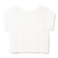 ★コンパクトシャギーニットＴシャツ(ホワイト-M)