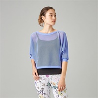 【ノーソーイングニット】7分袖メッシュニットTシャツ(シオン-M)