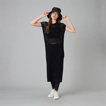 【ノーソイングニット】メッシュニットワンピース