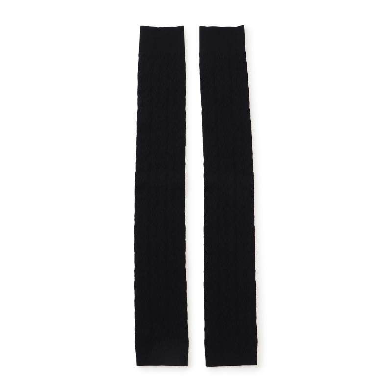 ★ラインモチーフニットレッグウォーマー(ブラック-フリー)
