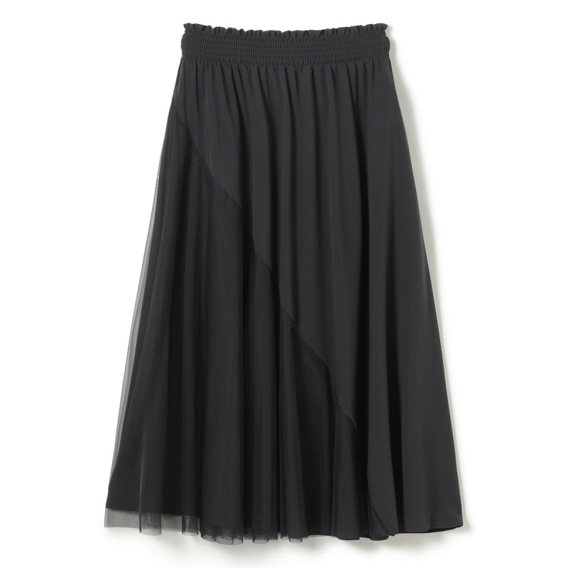 ★チュールコンビライトタフタスカート(ブラック-M)