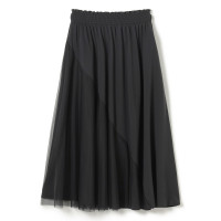 ★チュールコンビライトタフタスカート(ブラック-M)