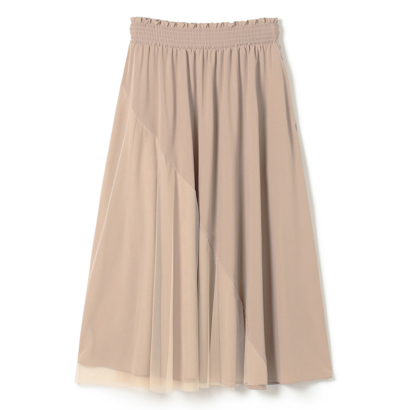 ★チュールコンビライトタフタスカート(ベージュ-M)