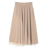 ★チュールコンビライトタフタスカート(ベージュ-M)