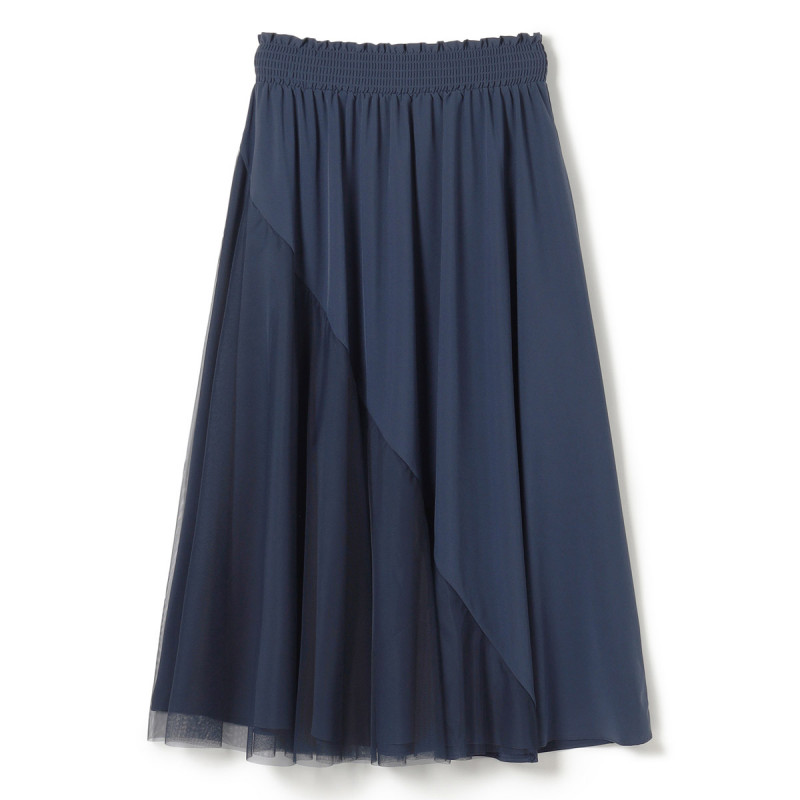 ★チュールコンビライトタフタスカート(ネイビー-M)
