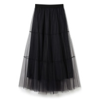 ★ティアードチュールスカート(ブラック-M)