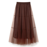 ★ティアードチュールスカート(ブラウン-M)